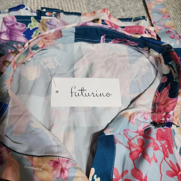 Floral Button-Up Dress with Belt NWT - Picture 3 of 5